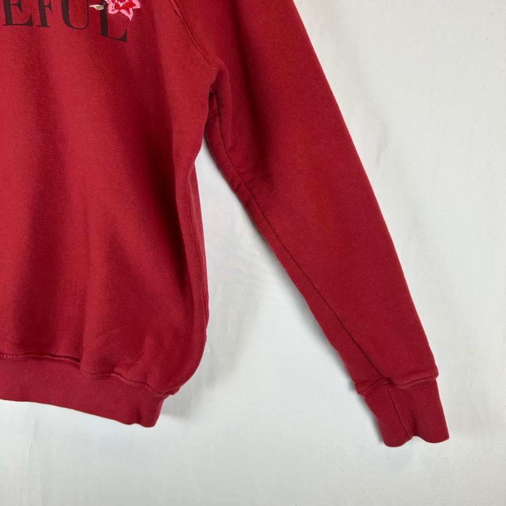 Spiritual Gangster Grateful Floral Embroidered Sweatshirt Red Raglan Small - Picture 8 of 9